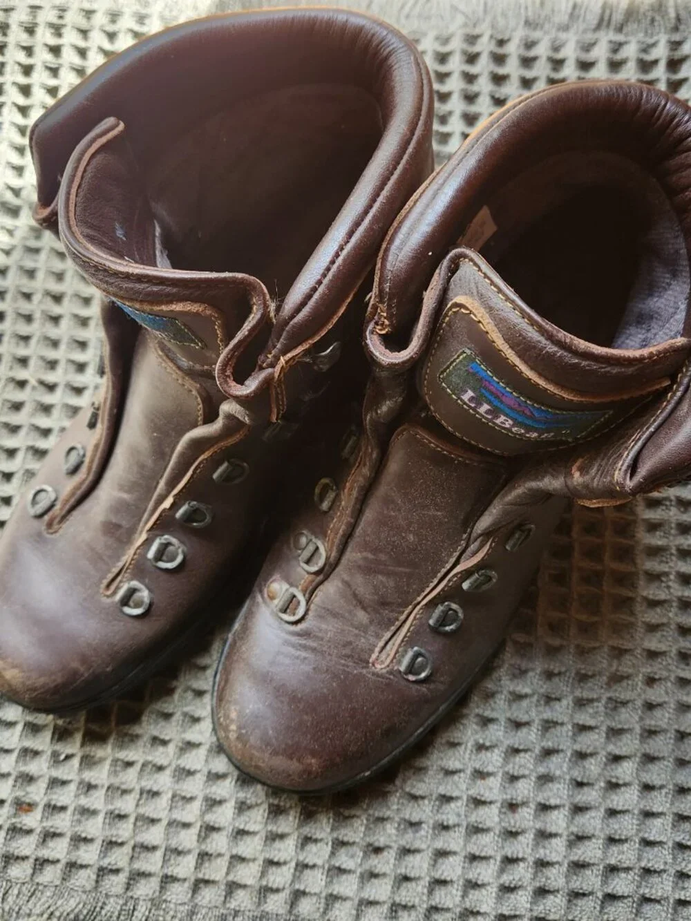 LL Bean Cresta Vibram Gore-Tex Boots Brown Leather Hiking Mens 8.5 Womens 10 Vtg